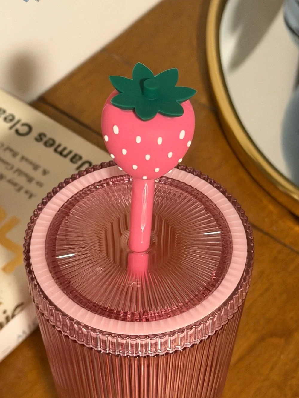 Starbucks 2026 Pink Drink Strawberry Straw Topper Cold Cup Tumbler 24oz NEW